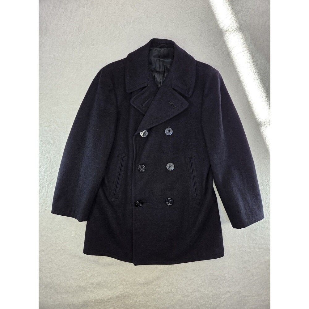 Vintage 1974 US Navy Peacoat 38R Marcie Dale 100% Wool Melton Blue Naval Issue